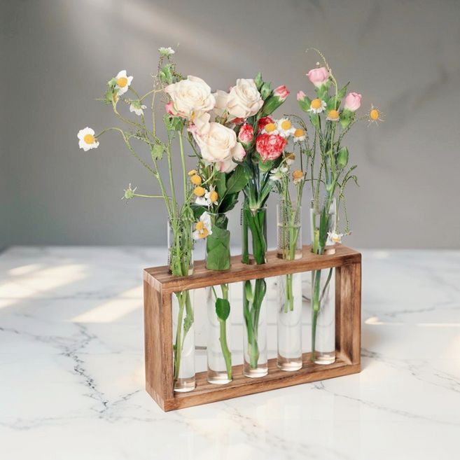 조인메이드 원목 실린더 꽃병 수경재배, 혼합색상