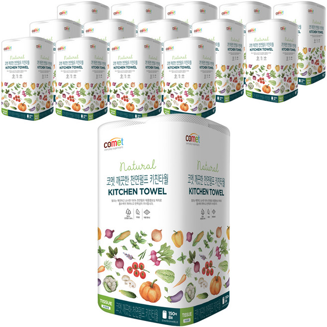 코멧 깨끗한 천연펄프 키친타월, 150매, 120개