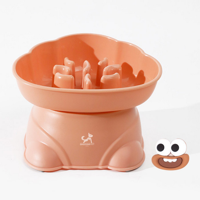 딩동펫 반려동물 구르밍 슬로우 보울 식기, 코랄, 1개