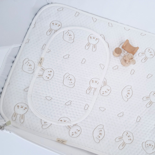 아이레빗 유아용 아이스론 양면 땀패드 베개 고정끈 없음, 화이트토끼, 1개