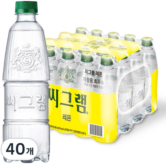 씨그램 레몬 무라벨, 450ml, 40개