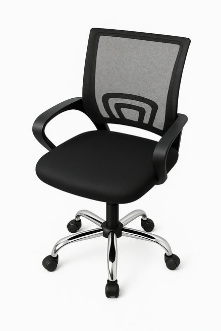 五輪旋轉網布辦公椅 1張, 黑色