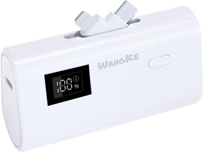 WANGKE 旺科 直插式行動電源 5000mAh Type-C + Lightning 雙切換 22.5W, SSTAR5000, 白色