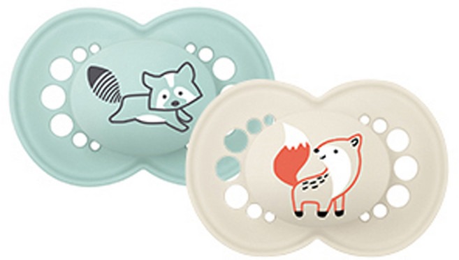 MAMBaby 신생아 오리지널 실리콘 쪽쪽이 2종 세트, 2단계(6개월이상), 블루, 화이트, 1세트