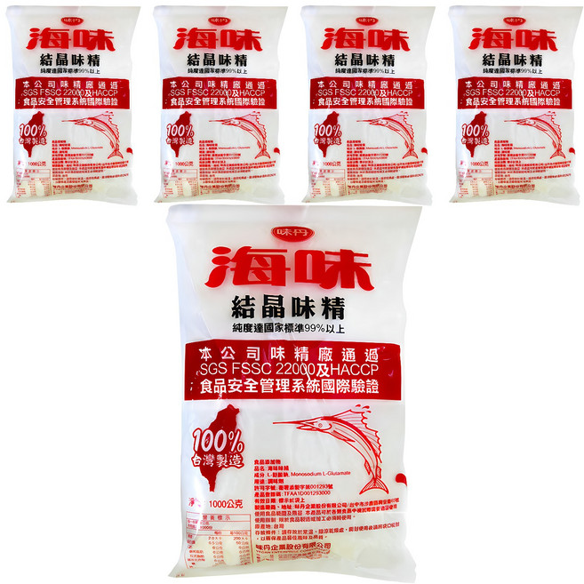 味丹 海味味素, 1kg, 5包