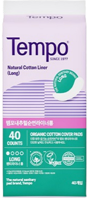 템포 내추럴 순면 팬티라이너, 롱, 40개입, 1개