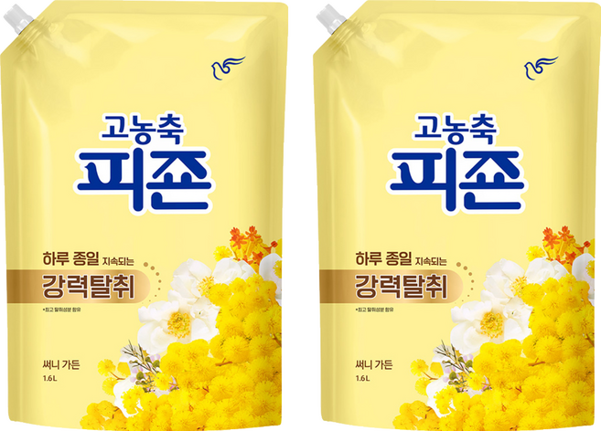 피죤 고농축 강력탈취 오리지널 섬유유연제 써니가든 리필, 1.6L, 2개