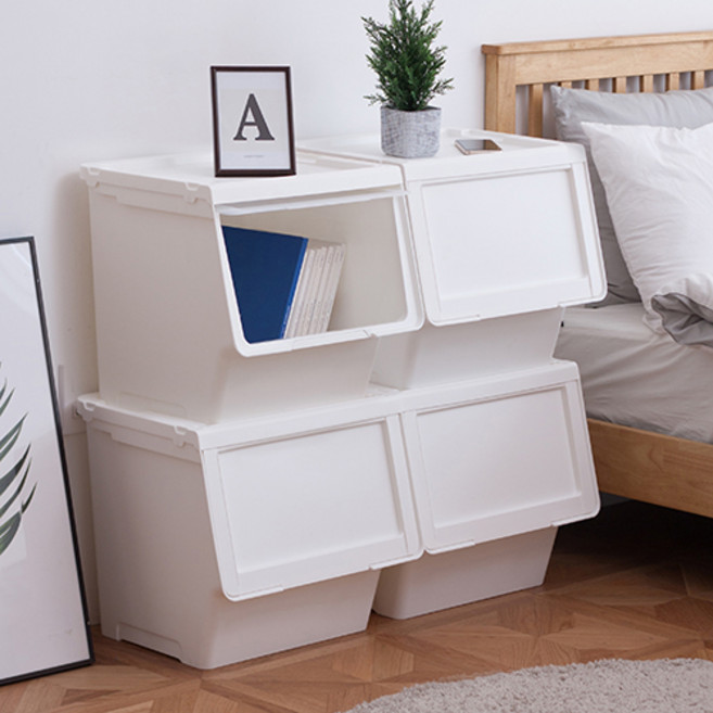 이즈리빙 국내산 슬라이딩 리빙박스, 아이보리, 특대(455 x 410 x 415 mm), 4개