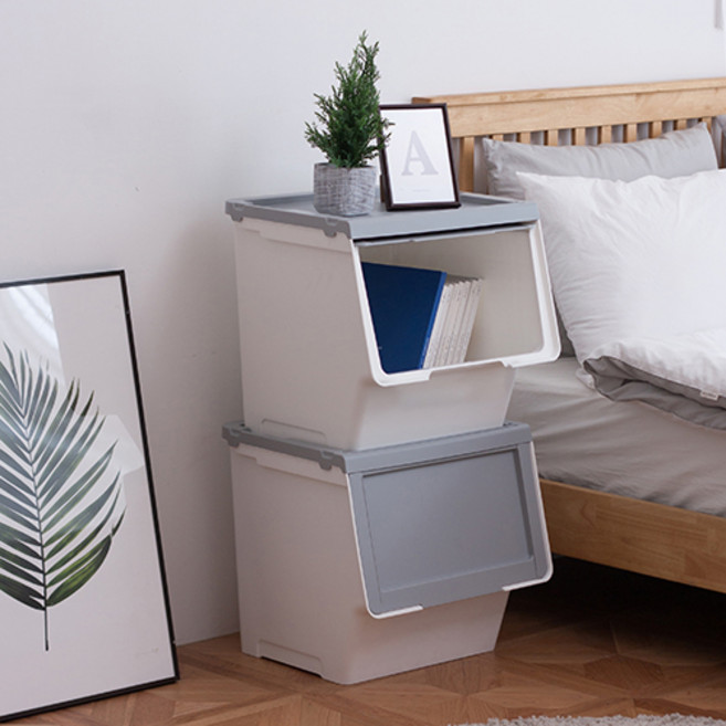 EZLIVING 大嘴鳥家用整理箱, 灰色, 2個