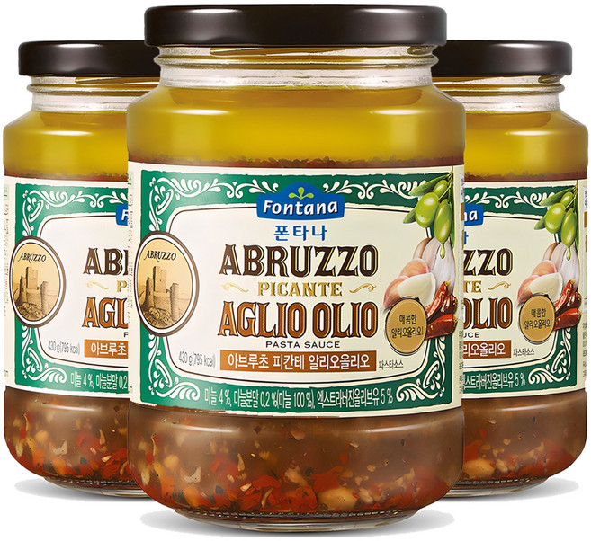 폰타나 아브루초 피칸테 알리오올리오 파스타소스, 430g, 3개
