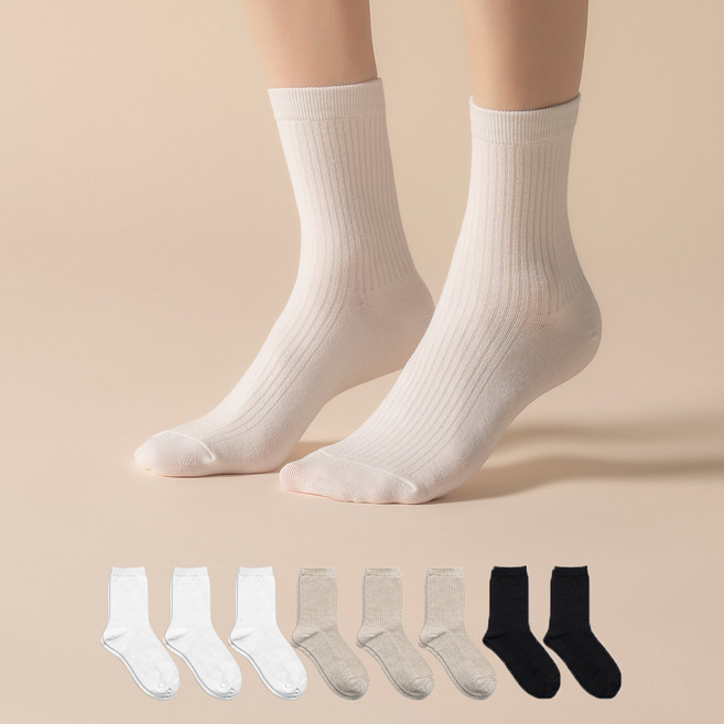 Sockpiens 女款顯瘦腳踝羅紋中筒襪 混色8雙組