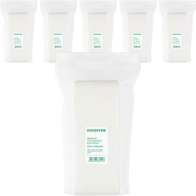 이니스프리 닦아 쓰는 화장솜, 6개, 80개입