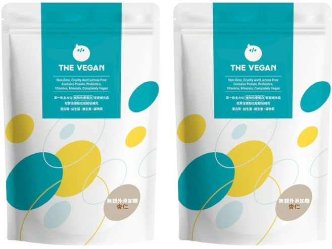THE VEGAN 樂維根 無加糖 植物性優蛋白粉 杏仁口味, 1kg, 2袋