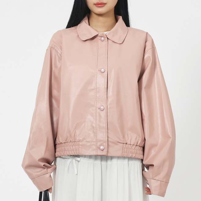 Elsso 女款寬鬆版人造皮革飛行員夾克