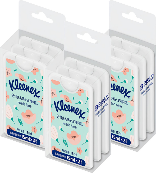 크리넥스 안심손소독 스프레이 액, 15ml, 9개