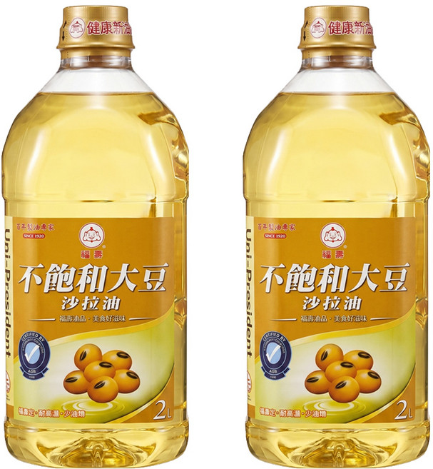 福壽實業 不飽和大豆沙拉油, 2L, 2桶