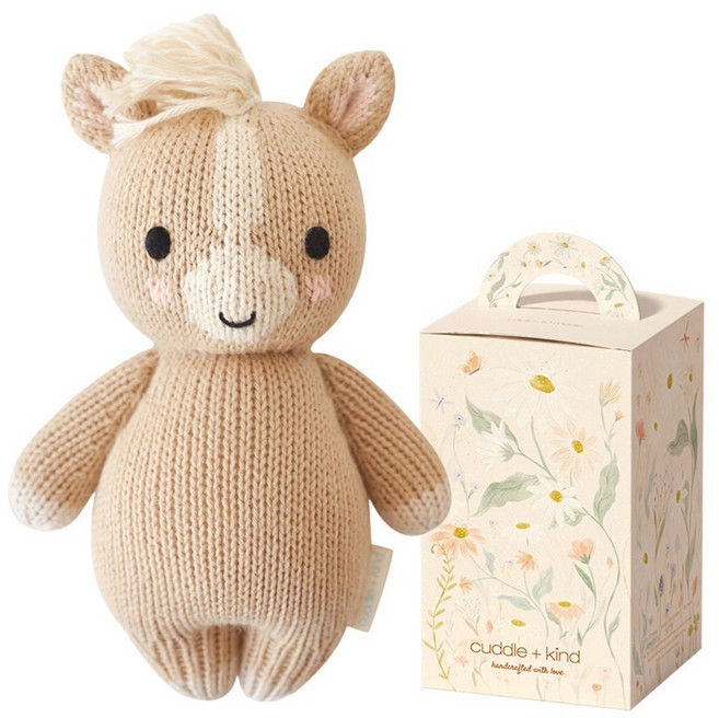 커들앤카인드 아기 출산 임신 선물 핸드메이드 베이비 포니 애착인형 + 기프트 박스 세트, 혼합색상, 1세트