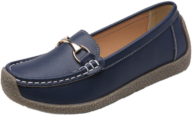 베이직스텝 여성용 버클 장식 스티치 데일리 플랫 로퍼 2cm EC010