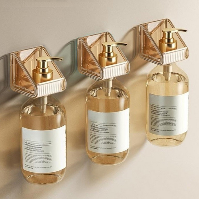 모바이브 욕실용 무타공 샴푸 린스 바디워시 홀더, 브라운, 3개