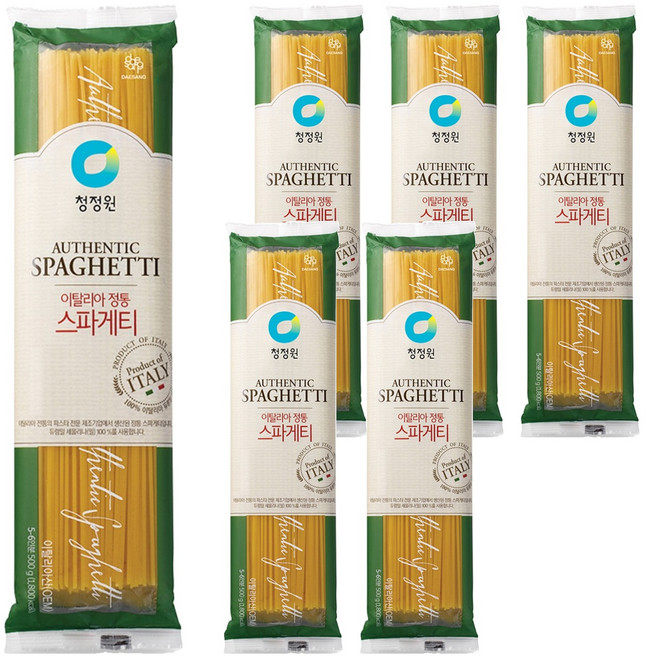 청정원 이탈리아 정통 스파게티면, 500g, 6개