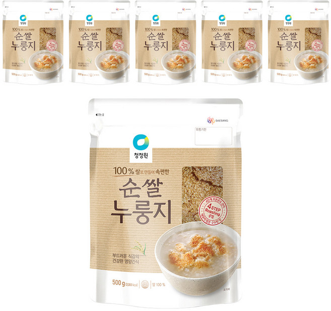청정원 순쌀 누룽지, 500g, 6개