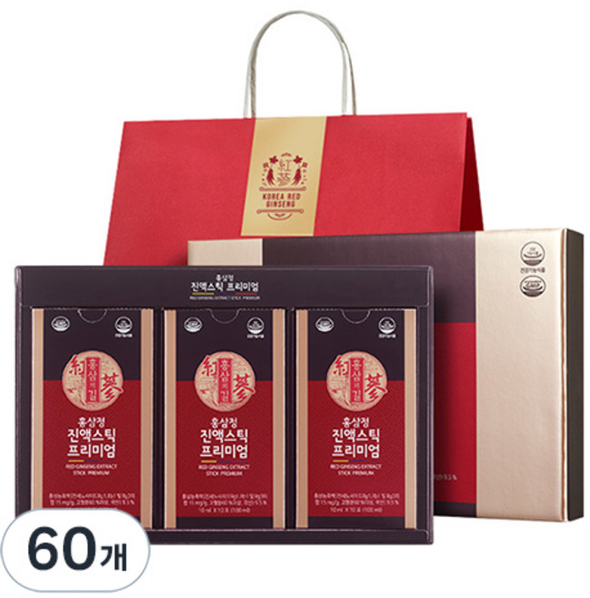 홍삼의길 진액스틱 프리미엄 + 쇼핑백, 10ml, 60개