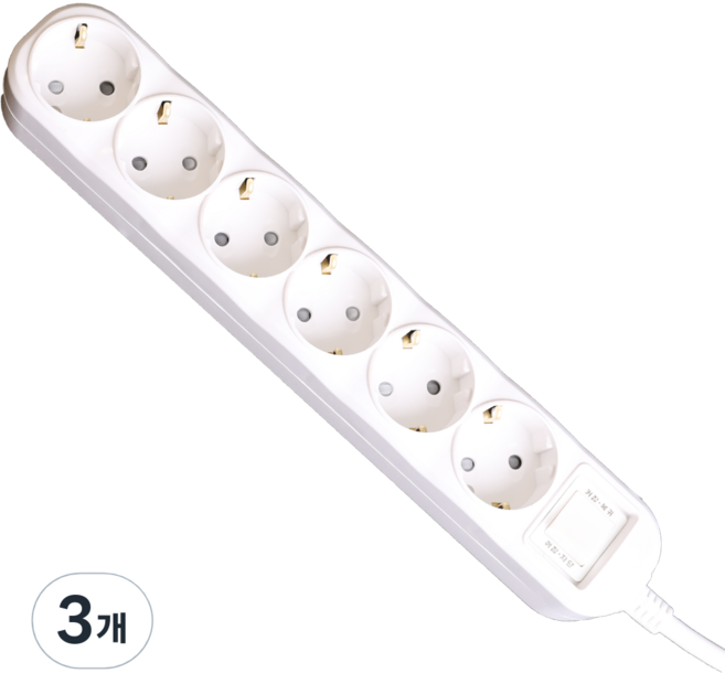 이어지다 메인 스위치 멀티탭 6구, 5m, 혼합색상, 3개