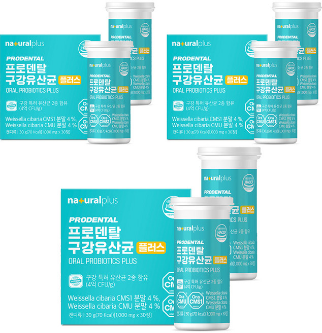 내츄럴플러스 프로덴탈 구강유산균 플러스 30g, 30정, 6개