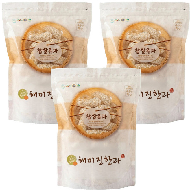 국내산쌀과 생강 조청으로 만든 달콤바삭한 찹쌀유과, 250g, 3개