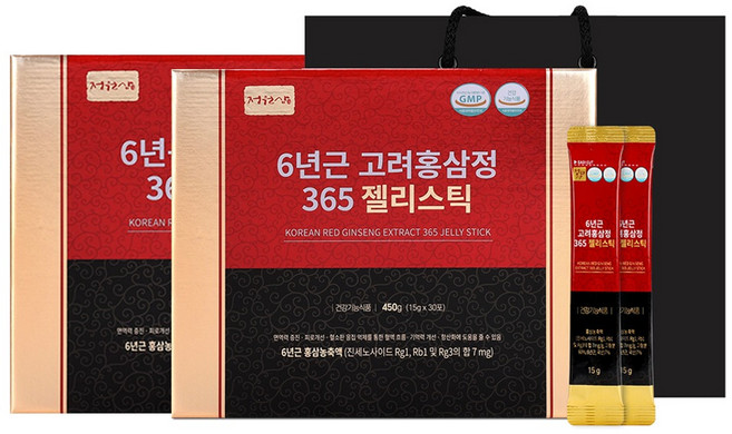 정원삼 6년근 고려홍삼정365 젤리스틱 30p, 450g, 2개