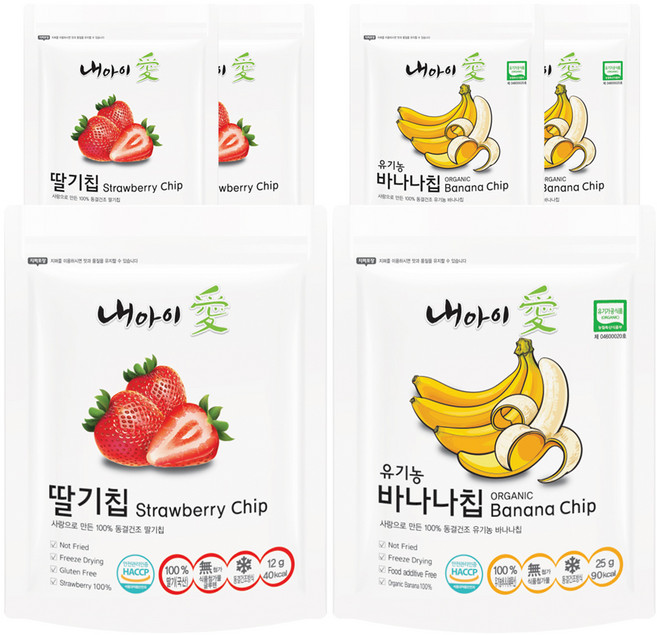 내아이애 동결건조 과일칩 딸기 3p + 유기농바나나 3p, 1세트