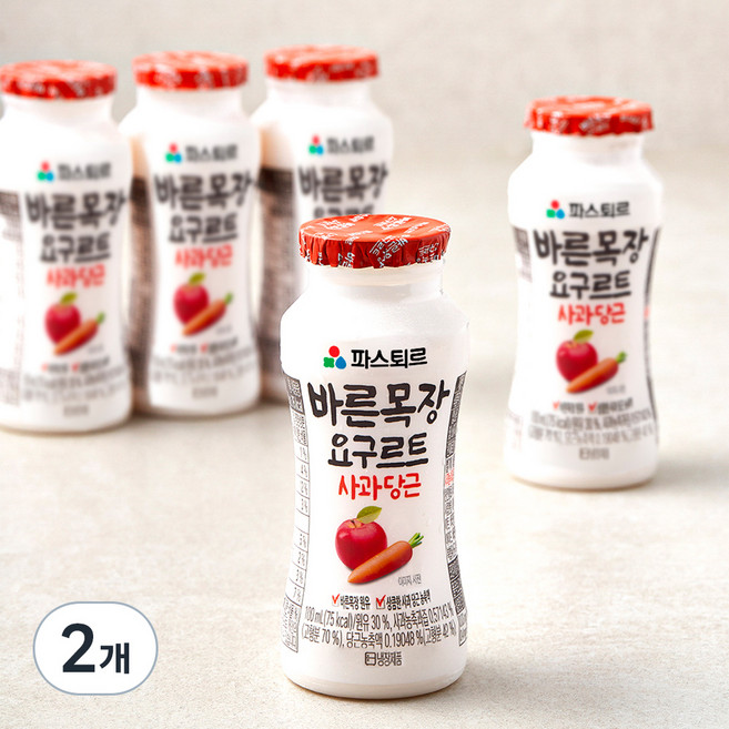 파스퇴르 바른목장 사과당근 요구르트, 100ml, 5개입, 2개