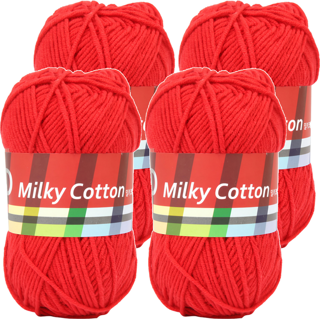 brandyarn Milky Cotton Red系列 棉混紡針織線 50g, 紅色, 4捲