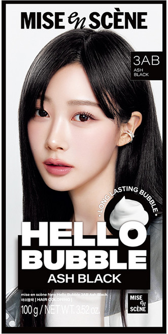 미쟝센 헬로 버블 염색제, 3AB애쉬블랙, 1개