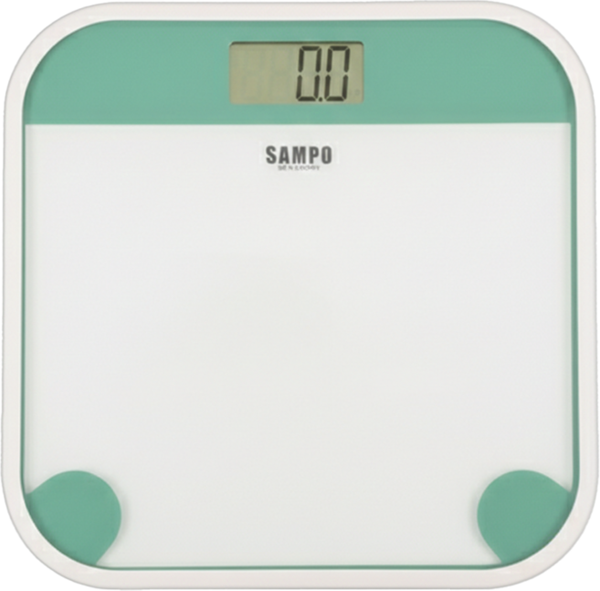 SAMPO 聲寶 電子體重計 333 x 333 x 33mm 承重150kg, BF-L1503ML, 電子式 透明色 + 綠色, 1個