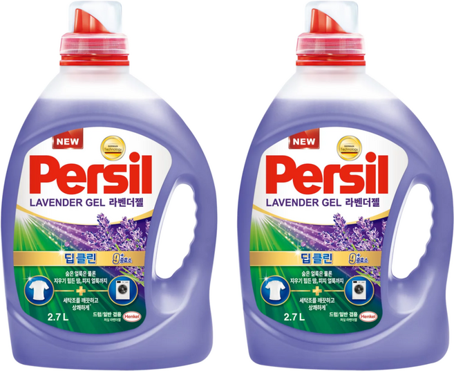 Persil 寶瀅 韓國原裝進口 Lavender Gel Plus 9重酵素薰衣草洗衣凝露 滾筒式適用, 2桶, 2.7L