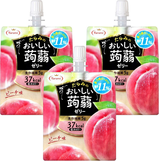 Tarami 達樂美 吸果凍 水蜜桃 含有膳食纖維 低卡路里 富含水果自然風味, 150g, 3包