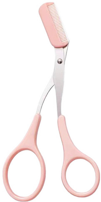 엘로브 빗달린 눈썹 손질 숱가위, 핑크, 1개