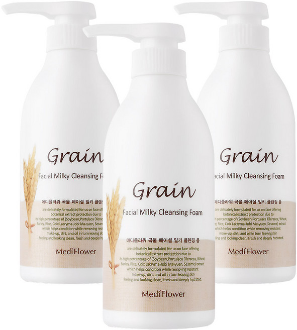 메디플라워 곡물 페이셜 밀키 클렌징 폼, 500ml, 3개