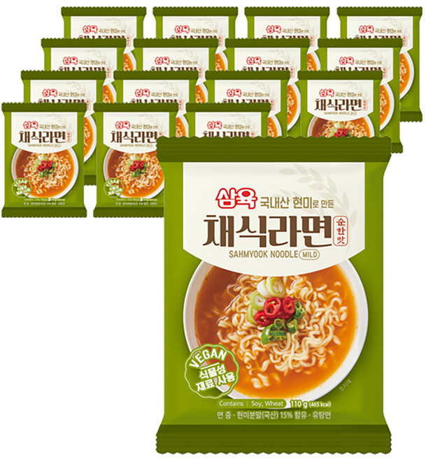삼육 채식라면 순한맛 110g, 16개