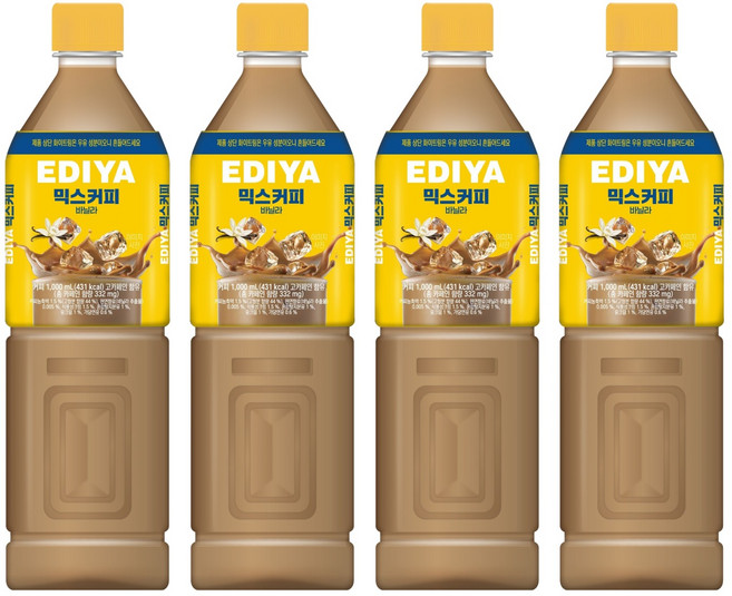 EDIYA COFFEE 混合咖啡 香草風味, 4瓶, 1L