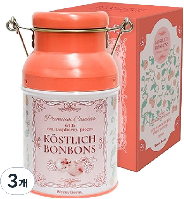 위니비니 퀘스틀리히봉봉 캔디 라스베리, 95g, 3개