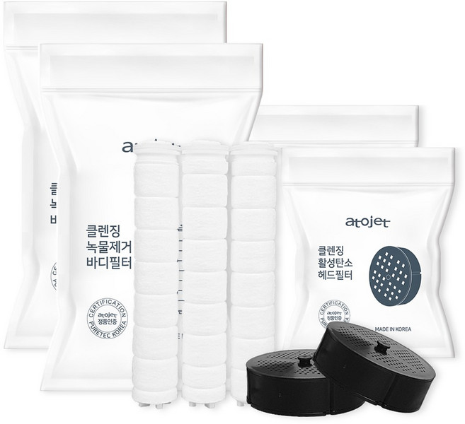 아토젯 녹물제거 바디 리필 필터 3개 + 에이씨에프 헤드 필터 2개, 무향