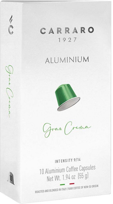 CARRARO 經典濃縮GRAN CREMA 咖啡膠囊 適用Nespresso Original 膠囊咖啡機, 5.5g, 10個, 1盒