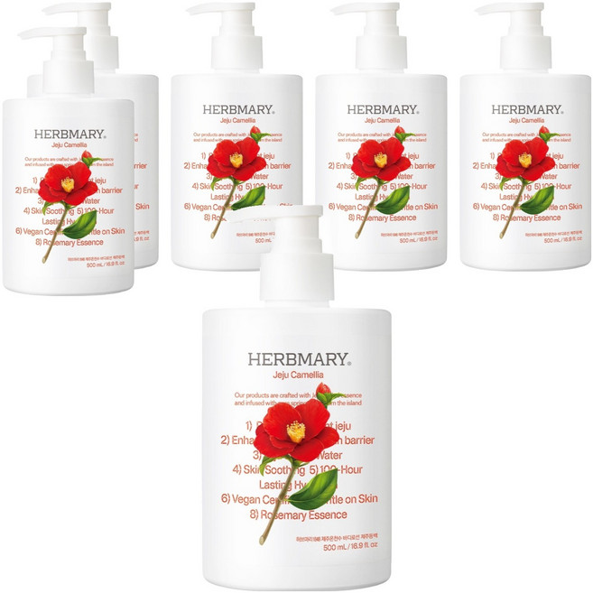 허브마리 1848 온천수 바디로션 제주동백, 500ml, 6개