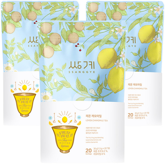 쌍계명차 프루트 허그 파우치 레몬캐모마일, 20개입, 3개, 1.5g