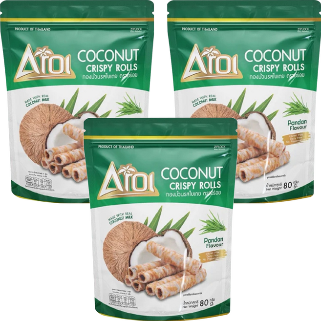 泰國 AROI 香蘭風味椰子捲, 80g, 3包