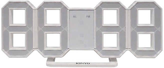 Kinyo TD395 LED 立體數字鐘 215 x 38 x 85mm 167g, 白色