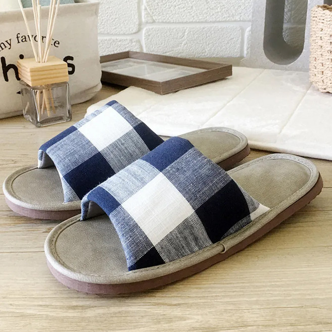 TAIWAN SLIPPER 台灣犀利趴 台灣製造 簡單生活 家居室內拖鞋 沉靜格紋藍 XL 1雙