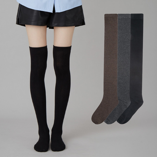 베이스알파에센셜 여성용 하이 니삭스 3켤레 세트